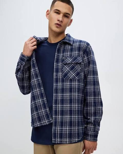 Brixton - Bowery Heavy Weight Flannel - Navy/Grey - XL