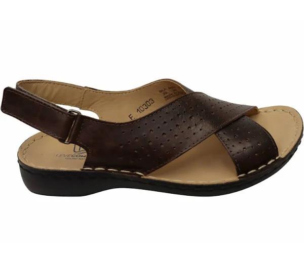 Levecomfort Donna Womens Brazilian Comfortable Leather Sandals Coffee 8 AUS or 39 EUR