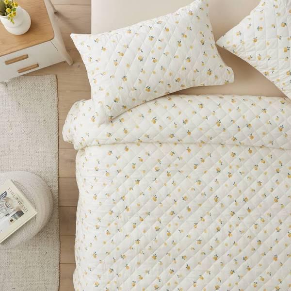 Adairs Limone Lemon Quilted Quilt Cover Set - King