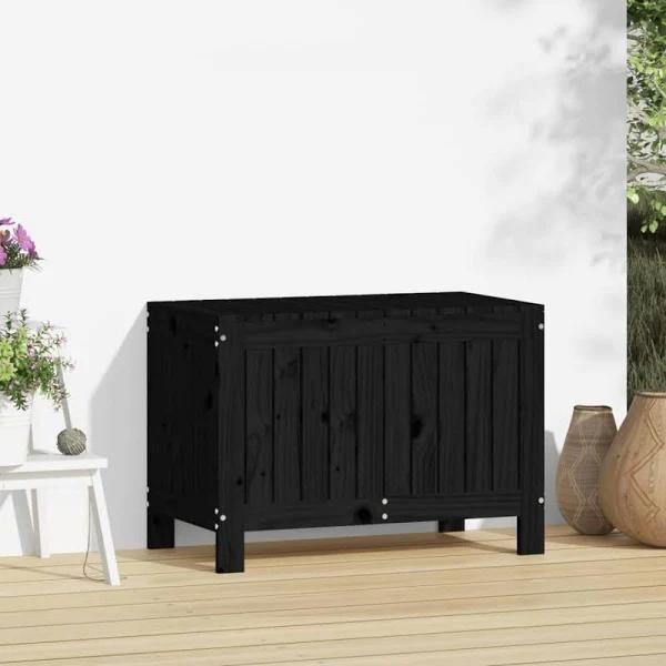 Garden Storage Box Black 76x42.5x54 cm Solid Wood Pine