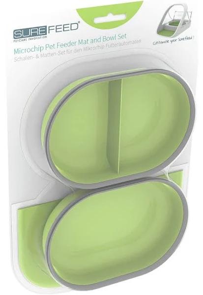 Surefeed Microchip Pet Feeder Mat and Bowl Set, Green