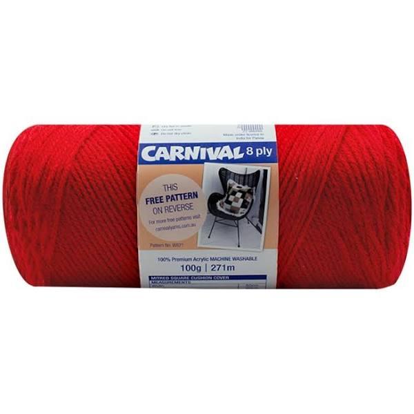 Carnival 8 Ply 271 Metre Acrylic Yarn 100g - 095 Scarlet