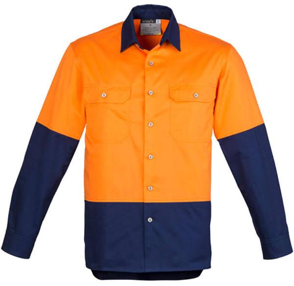 Syzmik Mens Hi Vis Spliced Industrial Shirt (ZW122) 2XL / Orange/Navy