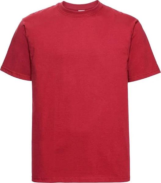 Russell Mens Classic Combed Cotton Heavyweight T-Shirt Classic Red S Ringspun Cotton Mens Tshirt