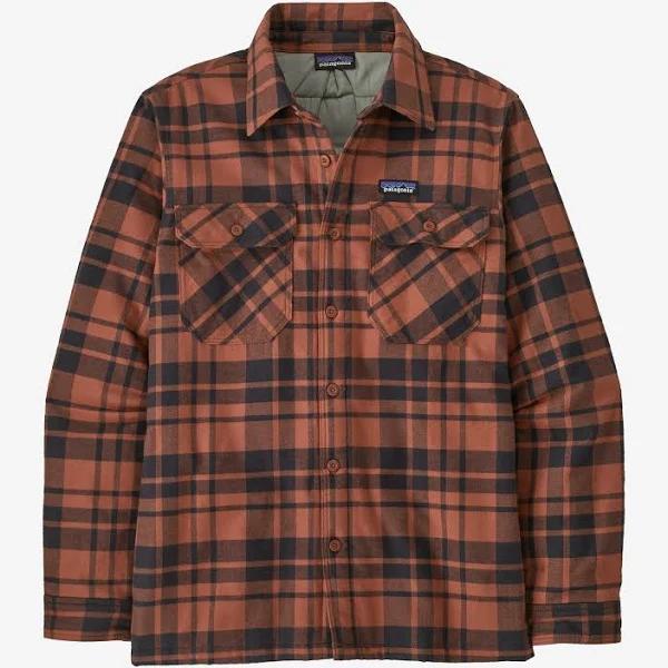 Patagonia Insulated Organic Cotton MW Fjord Flannel Shirt (Men's) Ice Caps/Burl Red / L