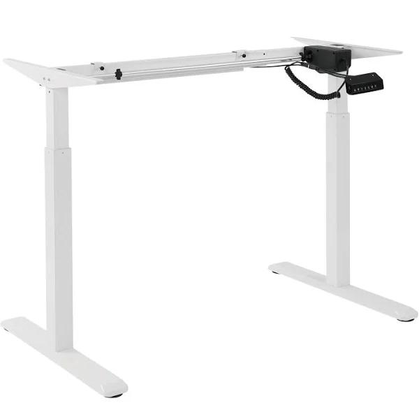 Brateck 2-Stage Single Motor Electric Sit-Stand Desk Frame With Button Control Panel-White