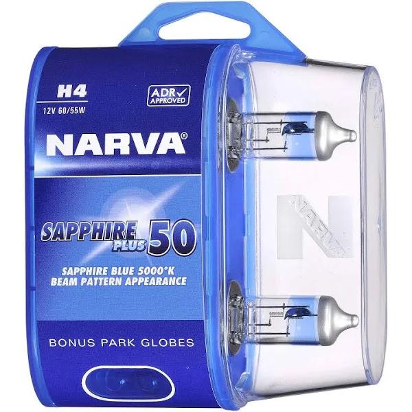 Narva Sapphire Plus 50 Headlight Globes - H4, 12V 60/55W, 48522BL2