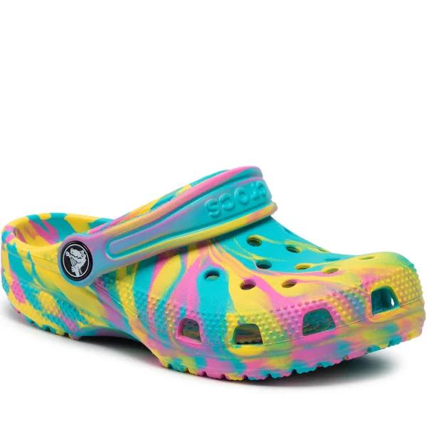 Crocs Kids' Classic Marbled Clog; Digital Aqua / Multi, C12