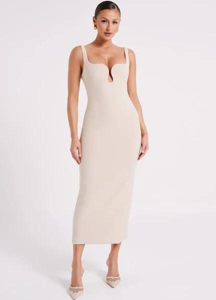 Dimi Scoop Neck Midi Dress | Cream