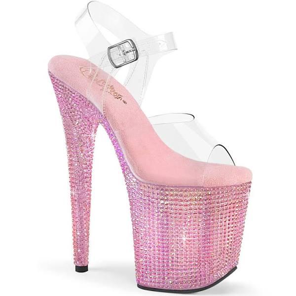 Pleaser BEJEWELED-808RRS Clear/Baby Pink RS Size 12