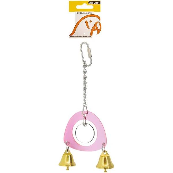 Avi One Acrylic Mirror With 2 Bells Bird Toy