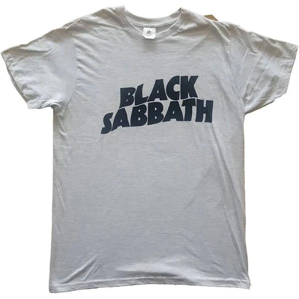 Black Sabbath - Black Wavy Logo Unisex Medium T-Shirt - Grey