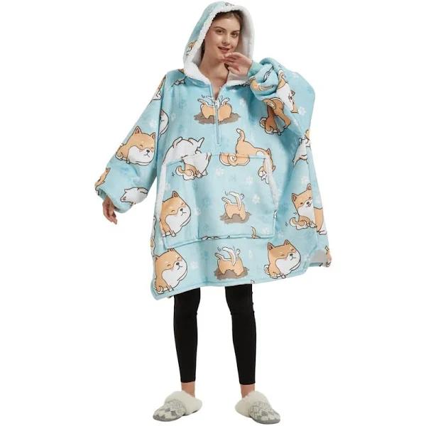 GOMINIMO Hoodie Blanket Adult (Blue Dog)