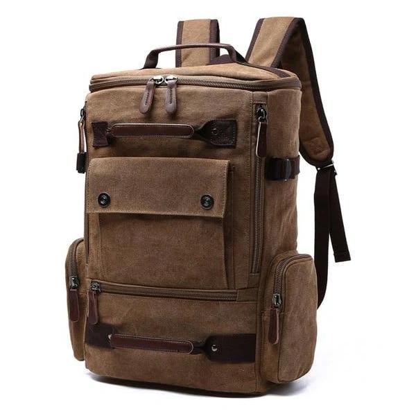 More Than A Backpack Large Vintage Canvas Backpack, Coffee