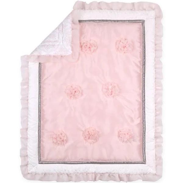 The Peanutshell Pink Crib Bedding Set for Baby Girls - 3 Piece Arianna Nursery Set - Crib Quilt, Fitted Crib Sheet, Dust Ruffle