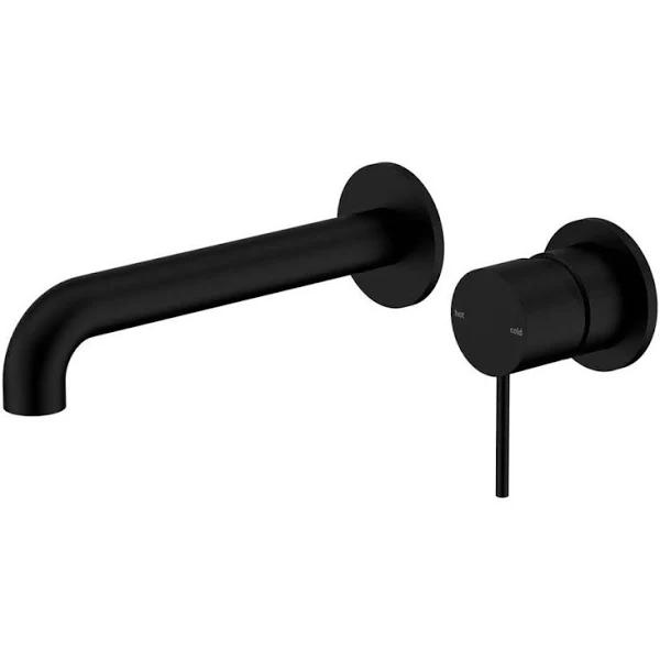 Mecca Wall Basin/Bath Mixer Separete Back Plate 185mm in Matte Black by Nero