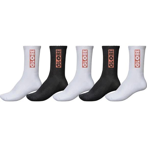 Globe Bar Crew 5 Pack Socks - Assorted