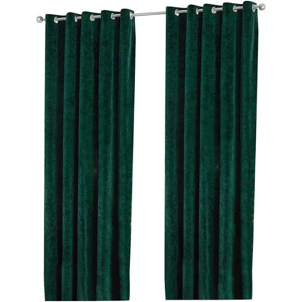 Paoletti Verona Crushed Velvet Eyelet Curtains Emerald Green 46in x 54in