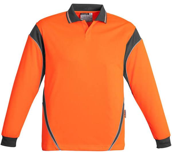 Syzmik Hi Vis Mens Aztec Polo Long Sleeve (ZH249) M / Orange/Charcoal