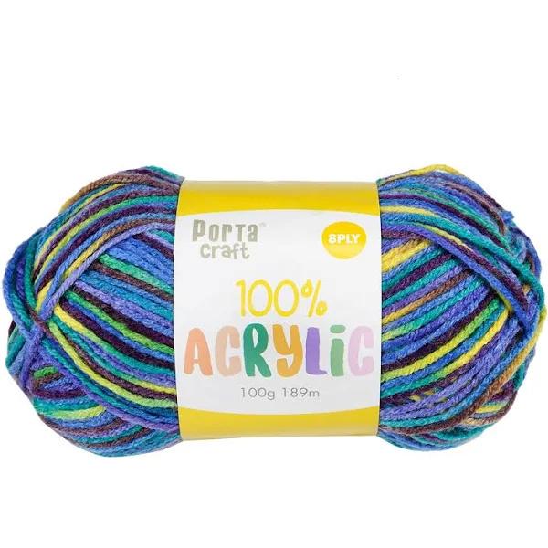 Acrylic Yarn 100g 189m 8ply - Variegated Aqua Marine