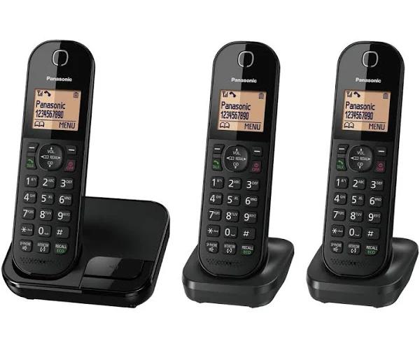 Panasonic Digital Cordless Telephone With Nuisance Call Block Triple KXTGC413EB Black