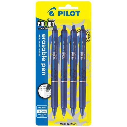 Pilot Frixion Clicker Erasable Gel Pen 1mm Blue 4 Pack