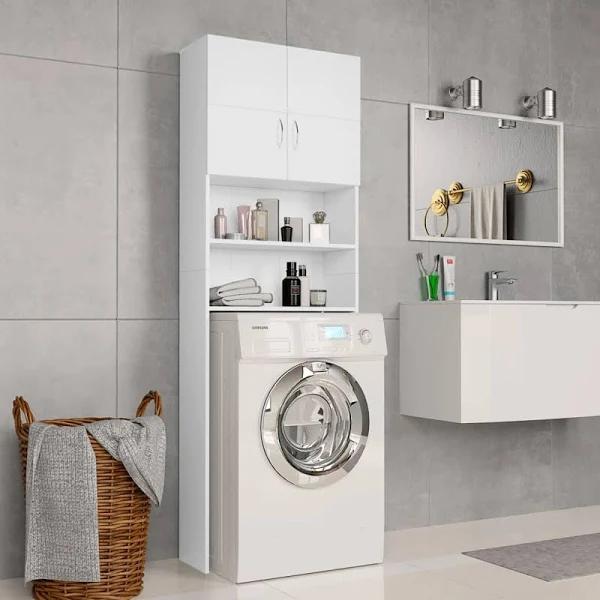 Washing Machine Cabinet 64x25.5x190 cm Chipboard - White