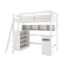 Momo Solid Pine Loft Bed with Junior Mattress - White