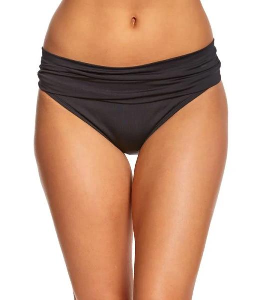 La Blanca Island Goddess Shirred Band Hipster Bottom - Black Size 12 - Women's Swimwear