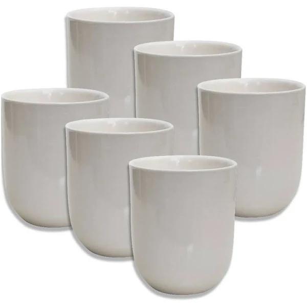 6x Jappa Ceramic 8cm Coffee Tea Water Cup Cylindrical Drinkware Milk Mug White