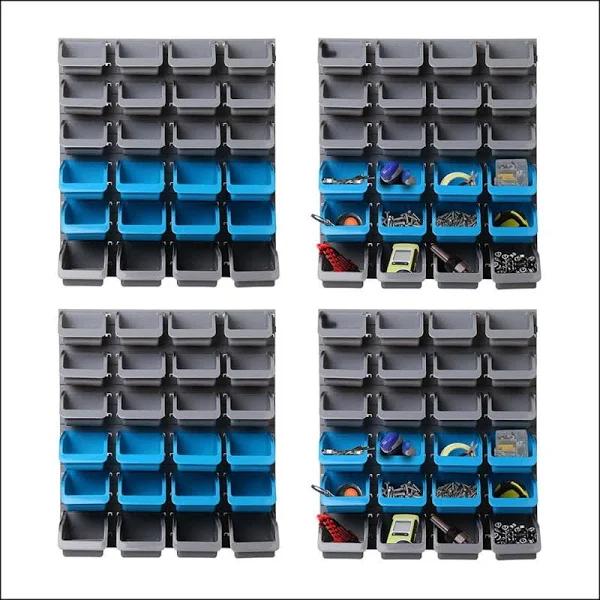 96 Bin Wall-mounted Storage Rack Tool Parts Garage Shelving Organiser