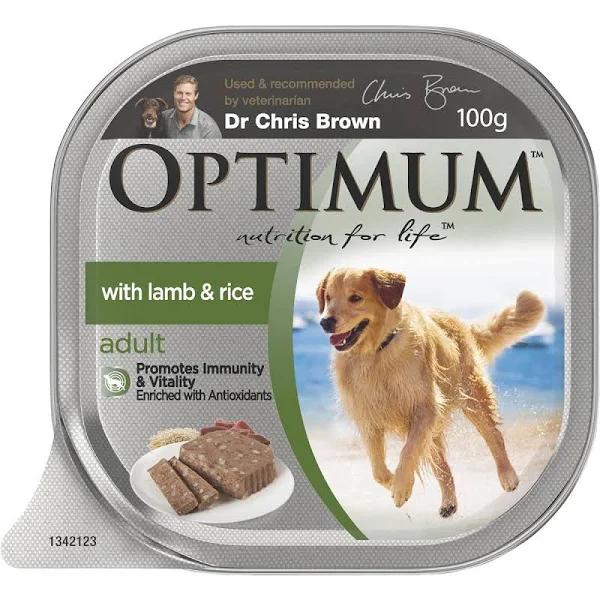 Optimum Lamb & Rice Adult Wet Dog Food Tray 100g