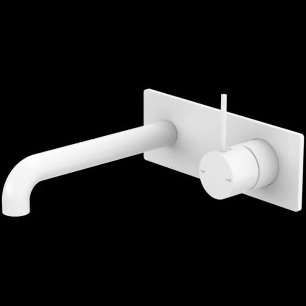 Nero Mecca Wall Basin Mixer Handle Up 160mm Spout Matte White