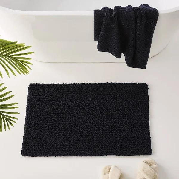 Adairs Microplush Navy Bobble Bath Mat - Bath Mat