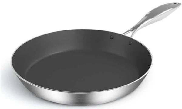 SOGA Stainless Steel Fry Pan 22cm Frying Pan Induction Frypan Non Stick Interior