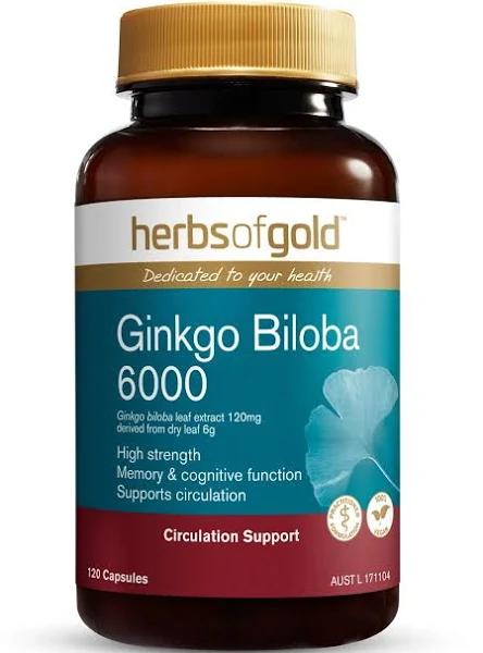 Herbs of Gold - Ginkgo Biloba 6000 - 120 Capsules