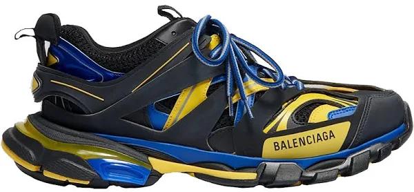 Balenciaga Men's Track Sneakers - Black Yellow Blue - Size 40 (7)