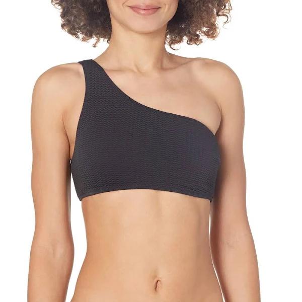 Seafolly One Shoulder Bandeau Sea Dive Bikini Top - Black