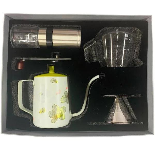 Coffee Maker Gift Set| Pour Over Kettle Grinder Dripper Tea Pot Glass