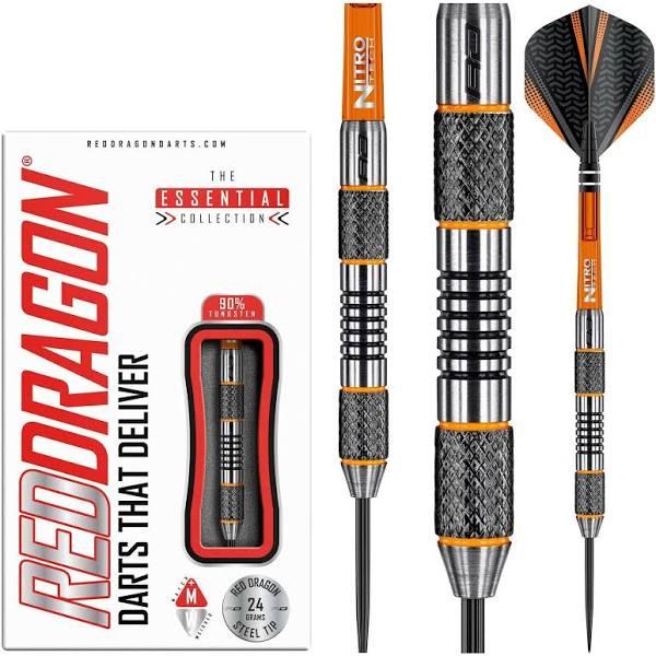 Red Dragon Amberjack 5: 24g - 90% Tungsten Steel Darts With Flights, Shafts, Wal