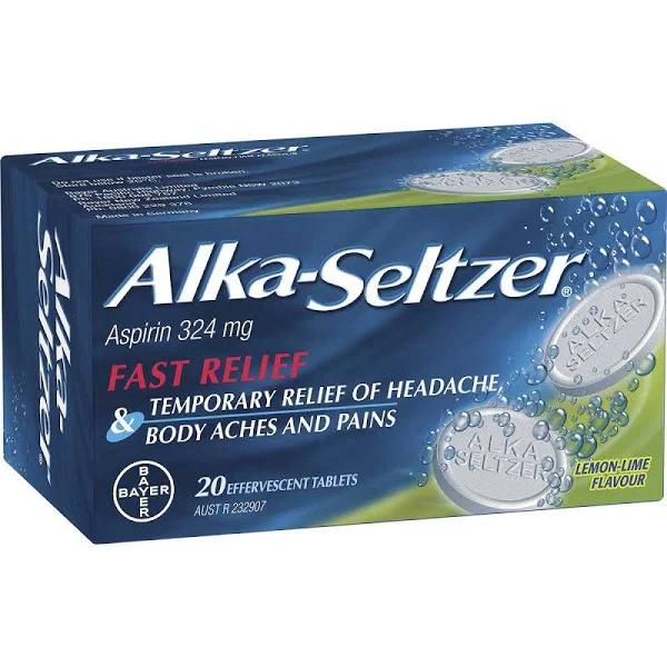 Alka Seltzer Effervescent Lemon & Lime 20 Tablets