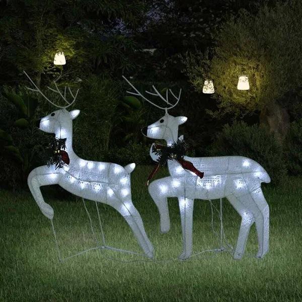 vidaXL Christmas Reindeers 2 Pcs White 40 LEDs