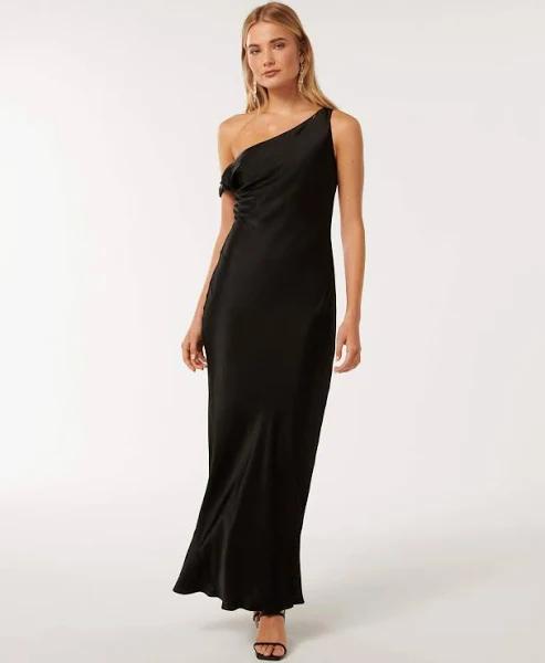 Forever New Blake Satin Tipped Shoulder Maxi Dress in Black 4