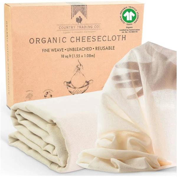 Organic Unbleached Cotton Cheesecloth For Straining, GOTS Certified, F