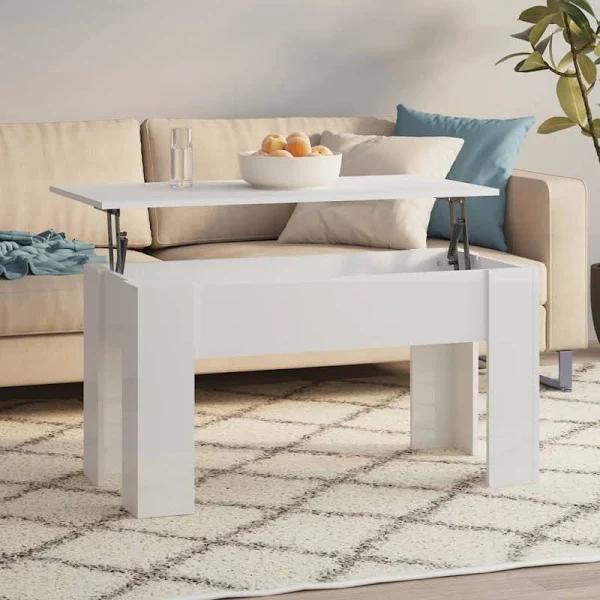 vidaXL Coffee Table High Gloss White 101x49x52 cm Engineered Wood