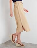 Rockmans Midi Length Button Curved Hem Belted Skirt - Size 14 - Womens - Latte