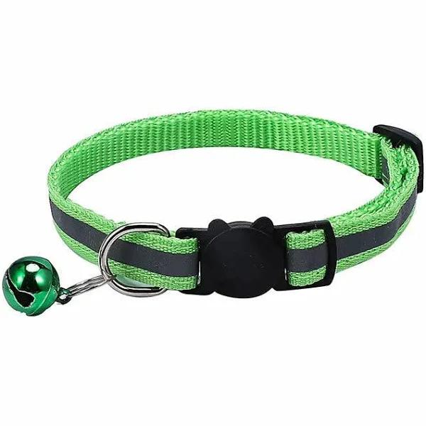 Cat Collar Reflective With Safety Release Breakaway Buckle Kitten Puppy Pet Bell Light Green