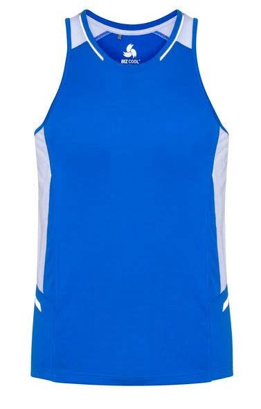 Biz Collection SG702M Renegade Mens Singlet L / Royal/White/Silver