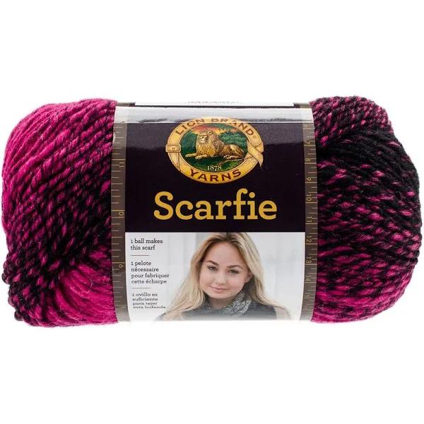 Lion Brand Yarn 826-213 Scarfie Yarn, Black/Hot Pink