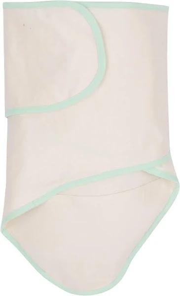 Miracle Blanket Baby Sleep Wearable Swaddle Wrap For Newborn Infant Boy or Girl 0-3 Months, Beige with Green Trim